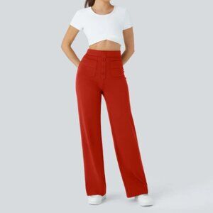 Halara DayStretch High Waisted Pockets Straight Leg Casual Pants in Valiant Popp